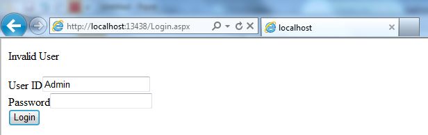 output for Invalid user